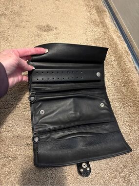 Genuine Brighton Soft Black Leather Jewelry Roll